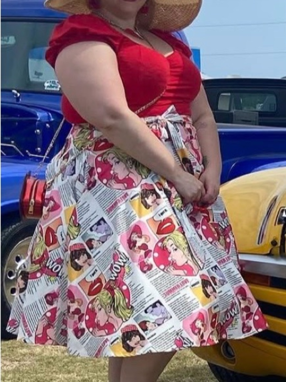 2X Belle Poque Comic Book Skirt w waist tie